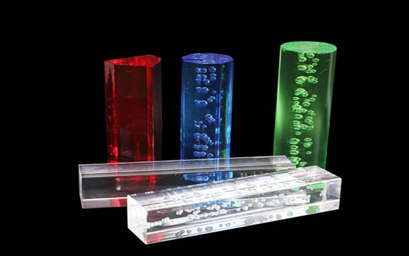 High-transparency clear and colored acrylic rods in various shapes for custom B2B applications